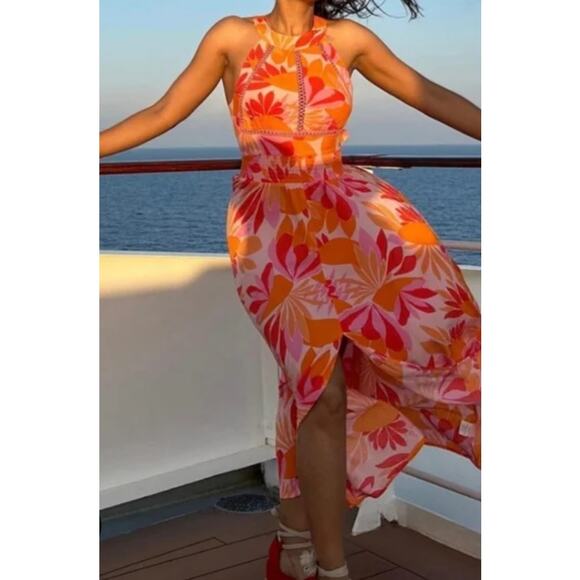 Athropologie Abel the Label Rumi Smocked Maxi Dress Floral Halter Neckline - Picture 3 of 14